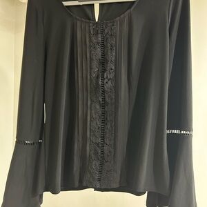 White House Black Market Elegant Black Blouse with Lace Detail